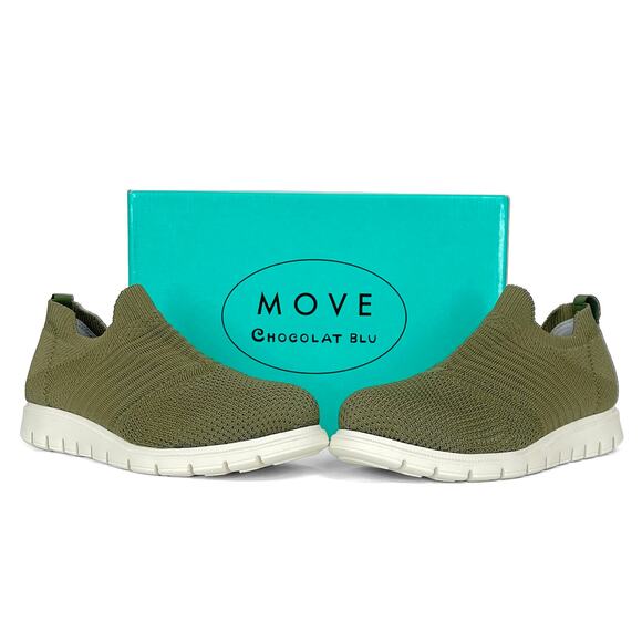 Chocolat Blu Blink Knit Slip On Sneakers Sz 41 10 New $98 Green Comfort Shoes - Picture 1 of 12